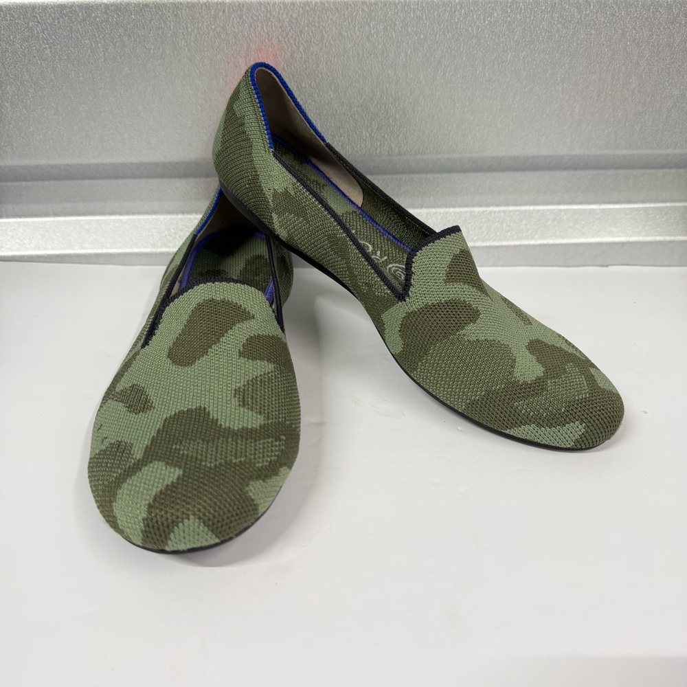 Rothy's Olive & Dark Green Camo Knit Slip-On Flats